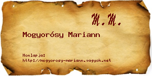 Mogyorósy Mariann névjegykártya